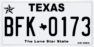 TX license plate BFK0173