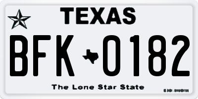 TX license plate BFK0182