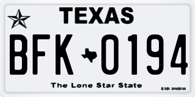 TX license plate BFK0194