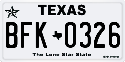 TX license plate BFK0326