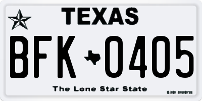 TX license plate BFK0405