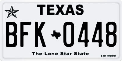 TX license plate BFK0448