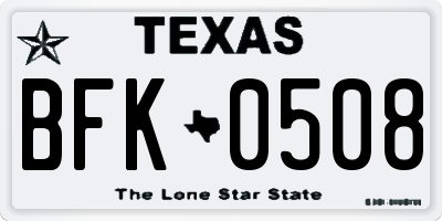 TX license plate BFK0508