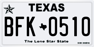 TX license plate BFK0510