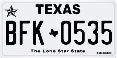 TX license plate BFK0535