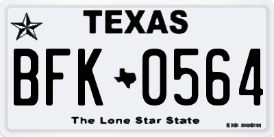TX license plate BFK0564