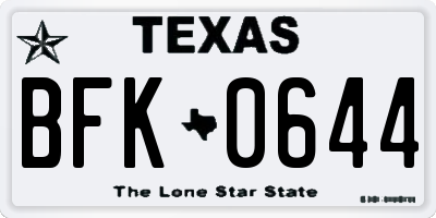 TX license plate BFK0644