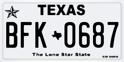 TX license plate BFK0687