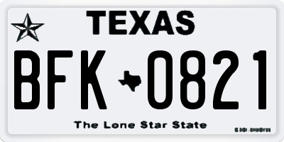 TX license plate BFK0821