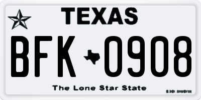 TX license plate BFK0908
