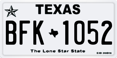 TX license plate BFK1052
