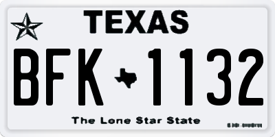 TX license plate BFK1132