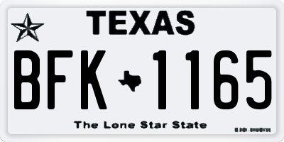 TX license plate BFK1165