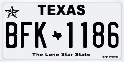 TX license plate BFK1186