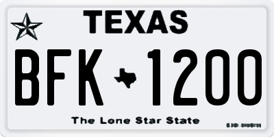 TX license plate BFK1200