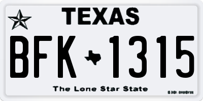 TX license plate BFK1315