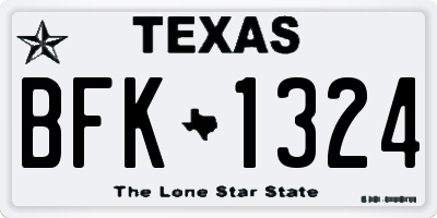 TX license plate BFK1324