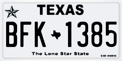 TX license plate BFK1385