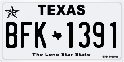 TX license plate BFK1391
