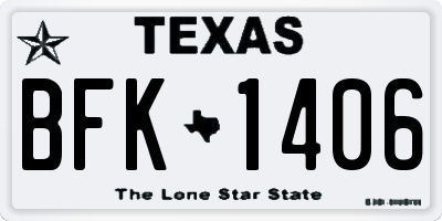 TX license plate BFK1406