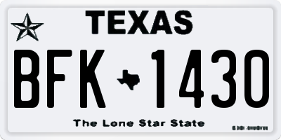 TX license plate BFK1430