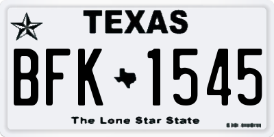 TX license plate BFK1545