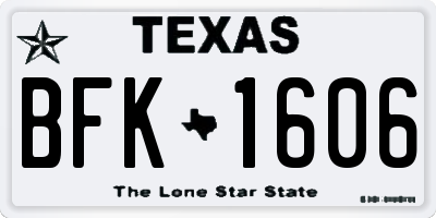 TX license plate BFK1606