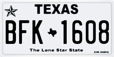 TX license plate BFK1608