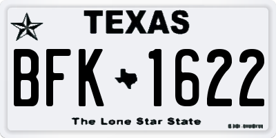 TX license plate BFK1622