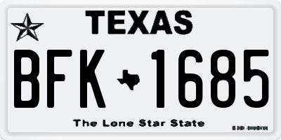 TX license plate BFK1685