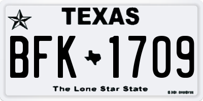 TX license plate BFK1709