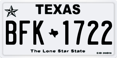TX license plate BFK1722