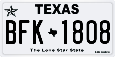TX license plate BFK1808