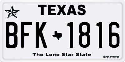 TX license plate BFK1816