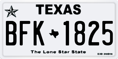 TX license plate BFK1825