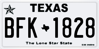 TX license plate BFK1828