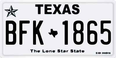 TX license plate BFK1865