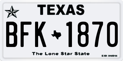 TX license plate BFK1870