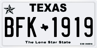 TX license plate BFK1919
