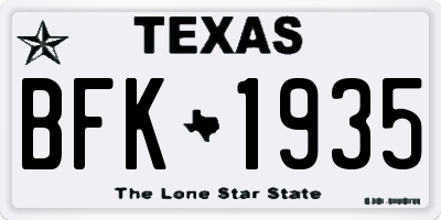 TX license plate BFK1935