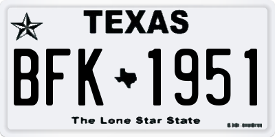 TX license plate BFK1951