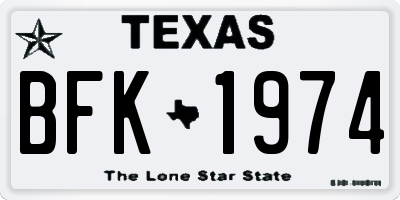 TX license plate BFK1974