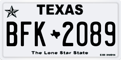 TX license plate BFK2089