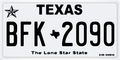 TX license plate BFK2090