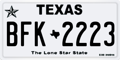 TX license plate BFK2223
