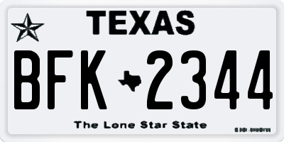 TX license plate BFK2344