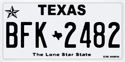 TX license plate BFK2482