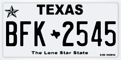 TX license plate BFK2545