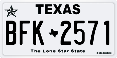TX license plate BFK2571