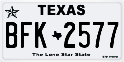 TX license plate BFK2577